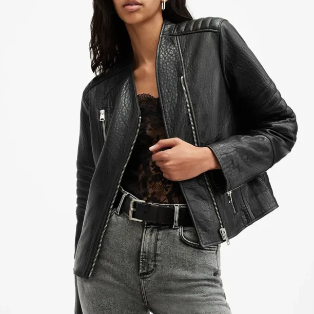 AllSaints geaca de piele CAWLEY femei