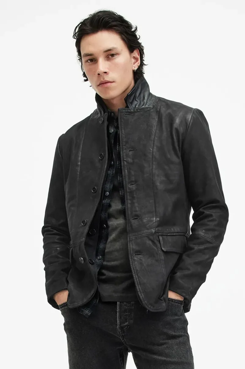 AllSaints geaca de piele SURVEY LTHR BLAZER barbati