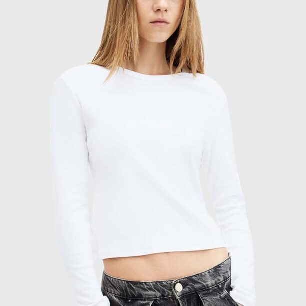 AllSaints longsleeve din bumbac STEVIE LS TEE culoarea alb