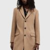 AllSaints palton din lana HAL COAT culoarea bej