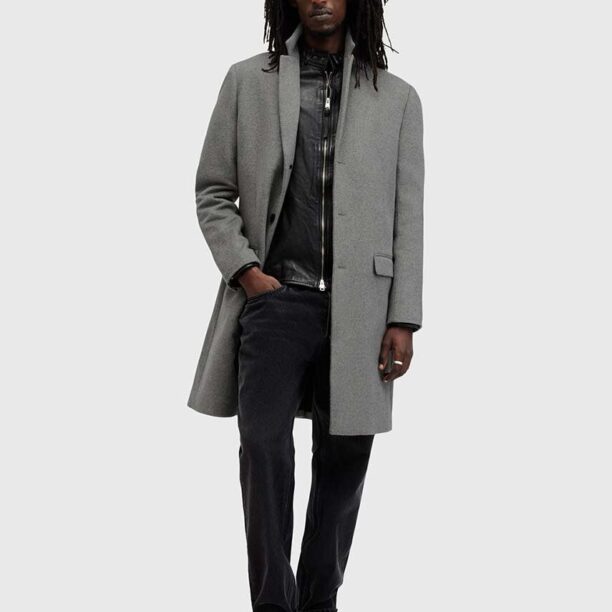 AllSaints palton din lana HAL COAT culoarea gri