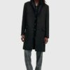 AllSaints palton din lana HAL COAT culoarea negru