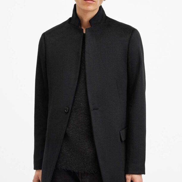 AllSaints palton din lana HARGROVE COAT culoarea negru