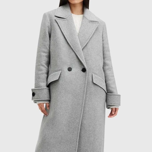 AllSaints palton din lana MABEL COAT culoarea gri