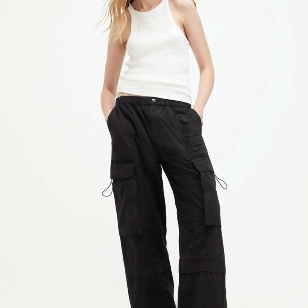 AllSaints pantaloni de bumbac BARBARA TROUSER culoarea negru