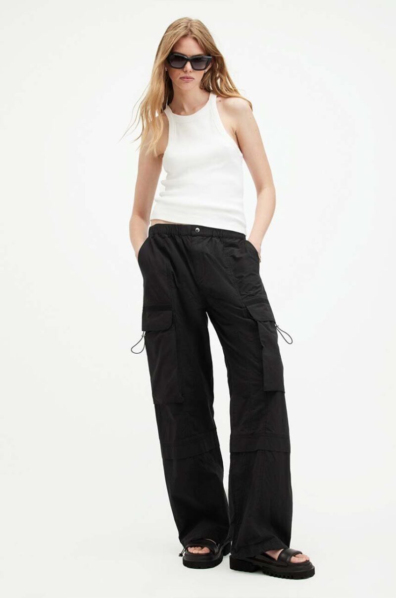 AllSaints pantaloni de bumbac BARBARA TROUSER culoarea negru