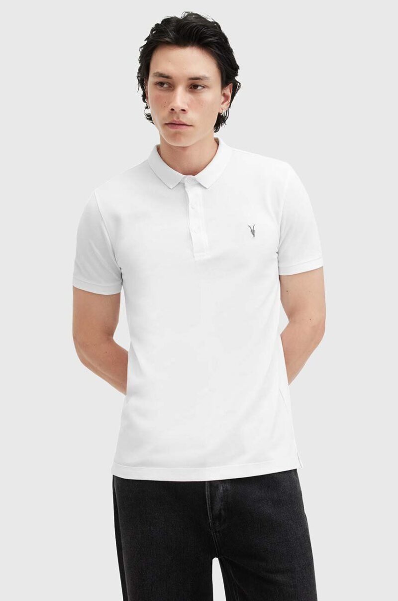 AllSaints polo de bumbac REFORM culoarea alb