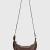 AllSaints poseta de piele HALFMOON SNAKE culoarea bordo