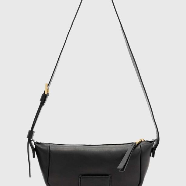 AllSaints poseta de piele MADEA CROSSBODY culoarea negru