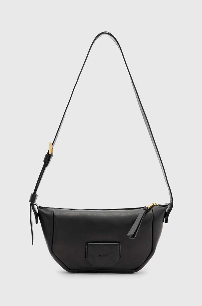 AllSaints poseta de piele MADEA CROSSBODY culoarea negru