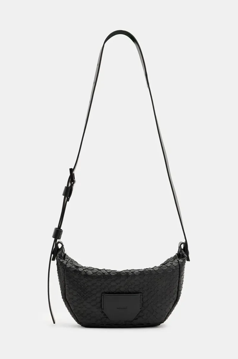 AllSaints poseta de piele MADEA SNAKE culoarea negru