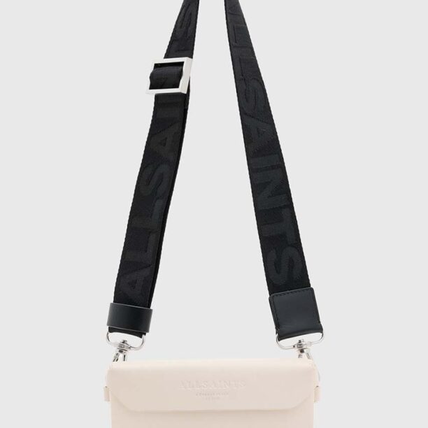 AllSaints poseta de piele ZOE CROSSBODY culoarea bej