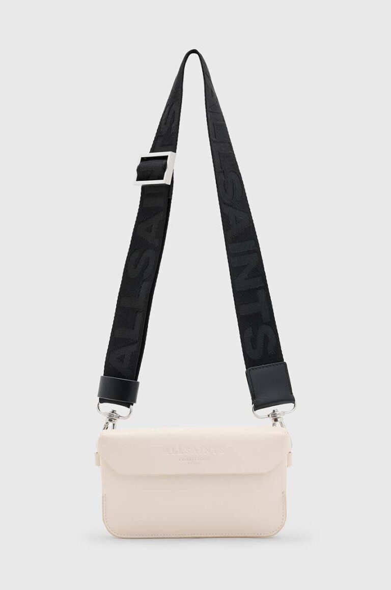 AllSaints poseta de piele ZOE CROSSBODY culoarea bej