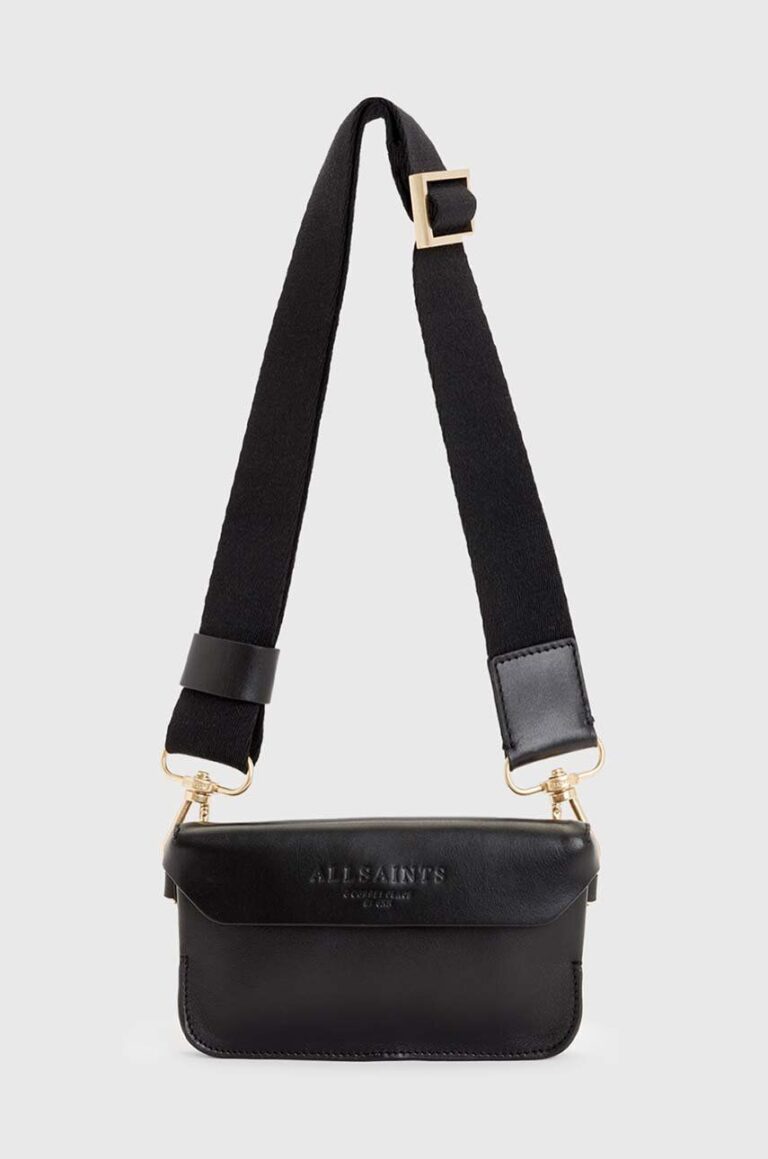 AllSaints poseta de piele ZOE CROSSBODY culoarea negru