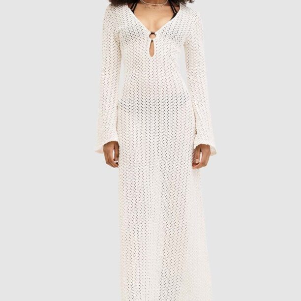 AllSaints rochie KARMA MAXI culoarea alb