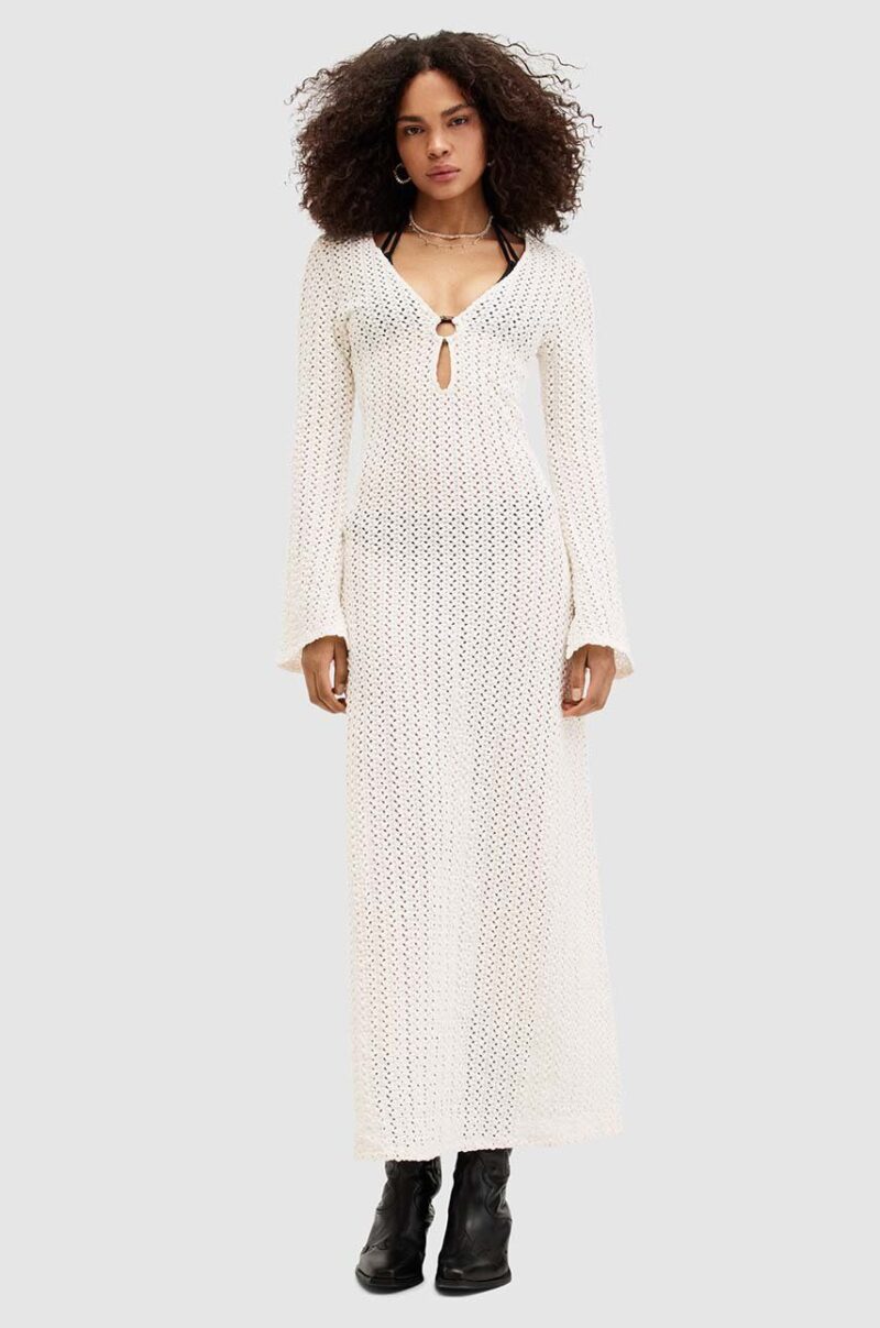 AllSaints rochie KARMA MAXI culoarea alb