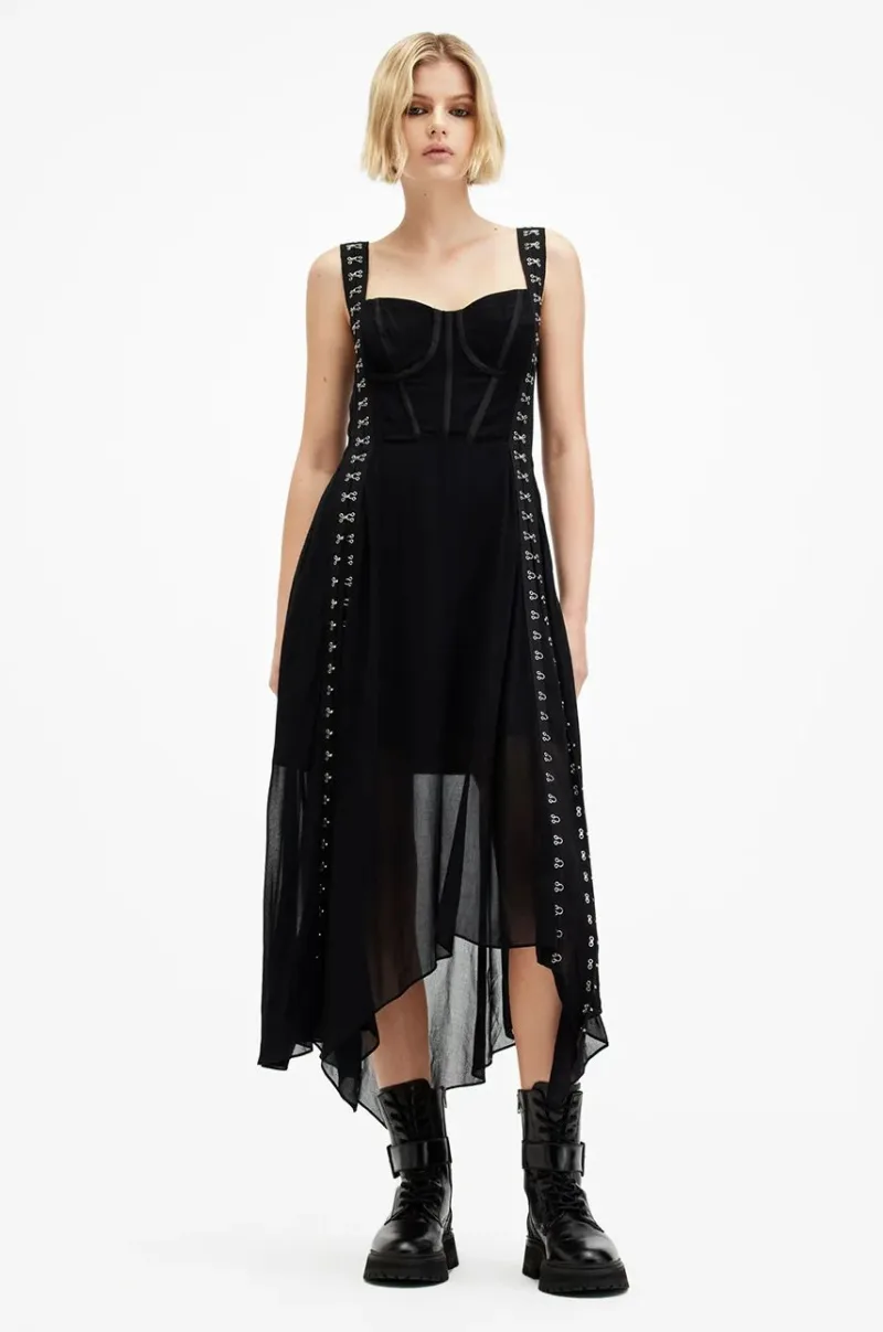 AllSaints rochie LUNA culoarea negru