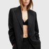 AllSaints sacou AVERIE TEN BLAZER culoarea negru