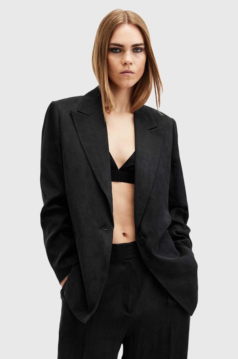 AllSaints sacou AVERIE TEN BLAZER culoarea negru