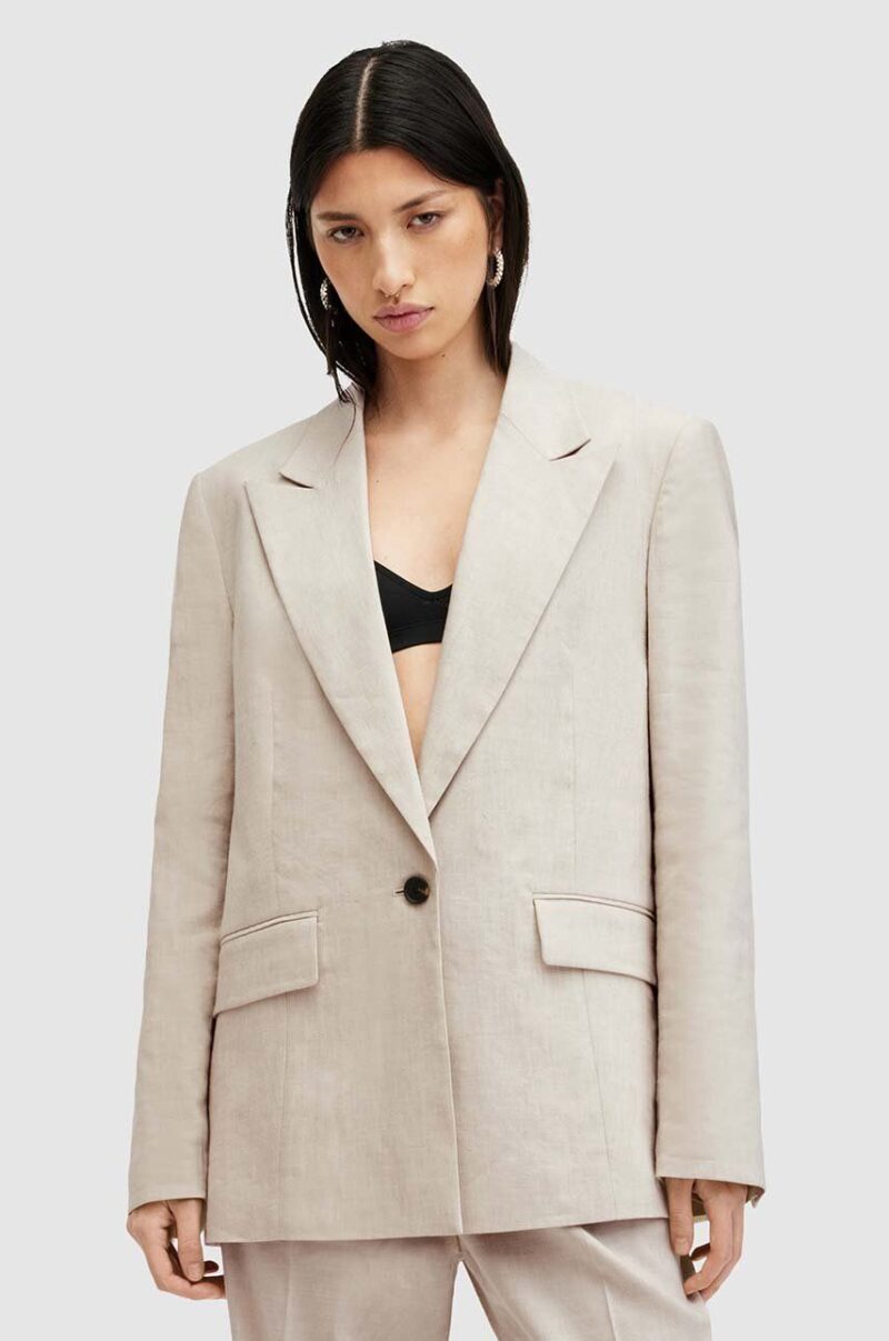 AllSaints sacou WHITNEY BLAZER culoarea bej