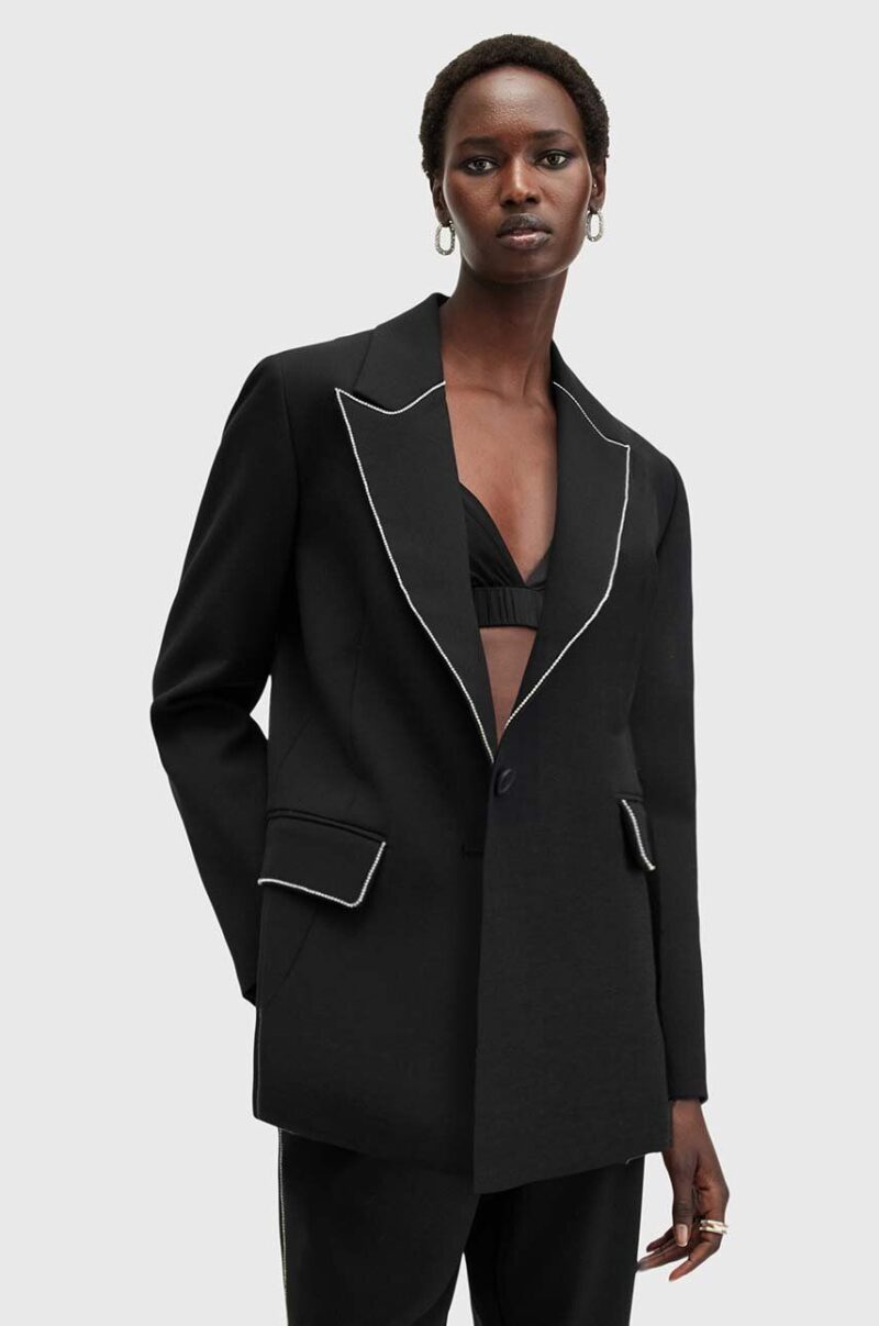 AllSaints sacou din lana ATLAS KRYS BLAZER culoarea negru