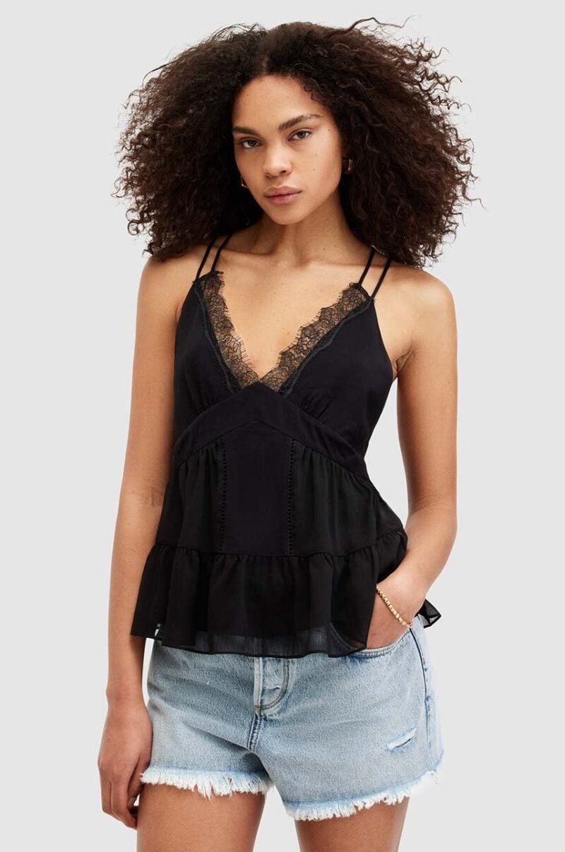 AllSaints top ROWEN TOP culoarea negru