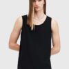 AllSaints top din bumbac EDWARDS VEST culoarea negru