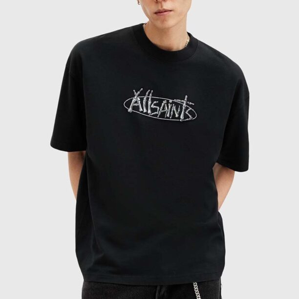 AllSaints tricou din bumbac STERNUM SS CREW culoarea negru