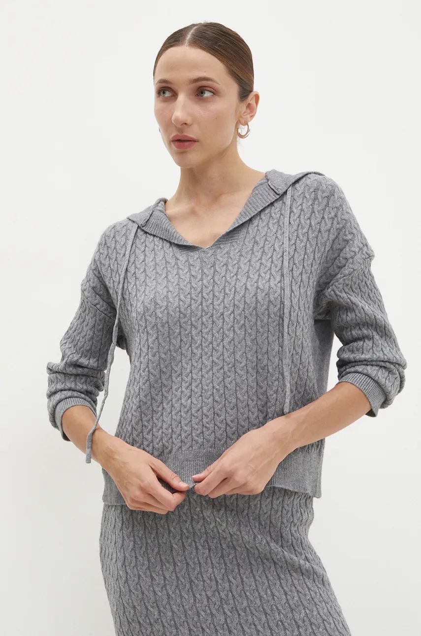Answear Lab bluză și fustă culoarea gri preţ