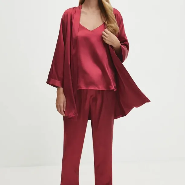 Answear Lab compleu pijama culoarea bordo