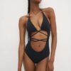 Answear Lab costum de baie dintr-o bucată culoarea negru