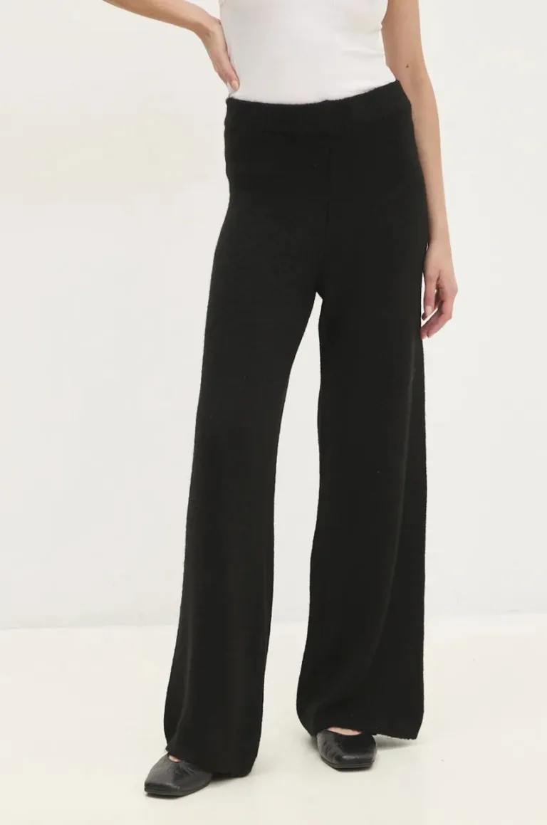 Answear Lab pantaloni din lână culoarea negru