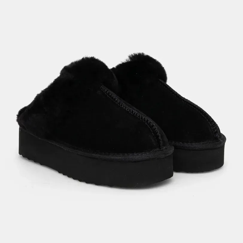 Answear Lab papuci din piele intoarsa culoarea negru