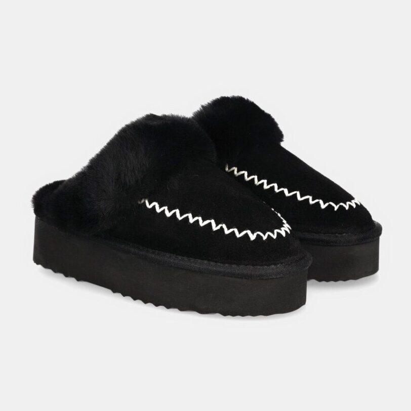 Answear Lab papuci din piele intoarsa culoarea negru