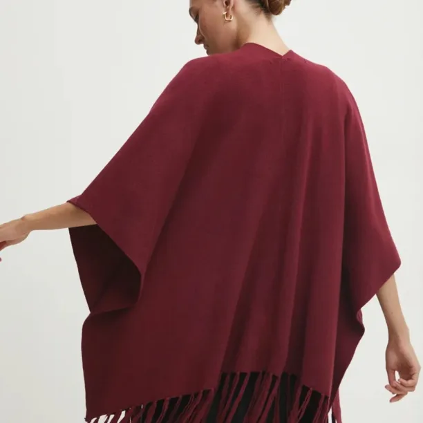 Answear Lab poncho culoarea bordo