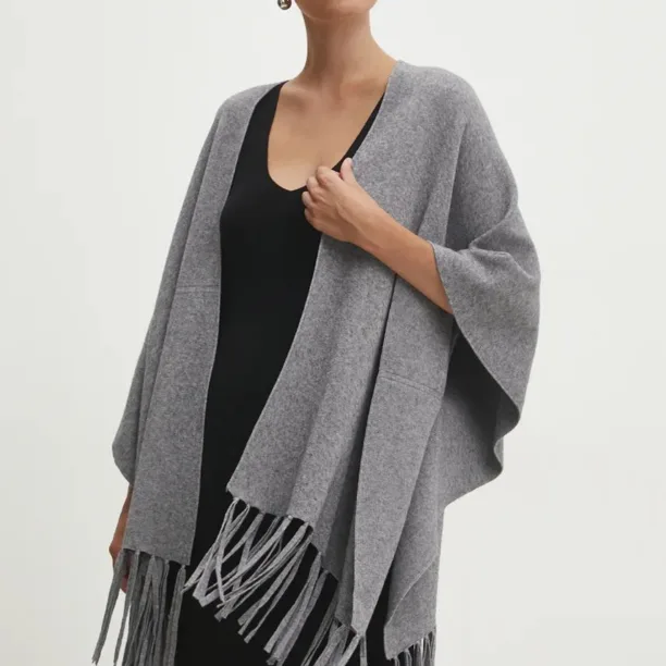 Answear Lab poncho culoarea gri