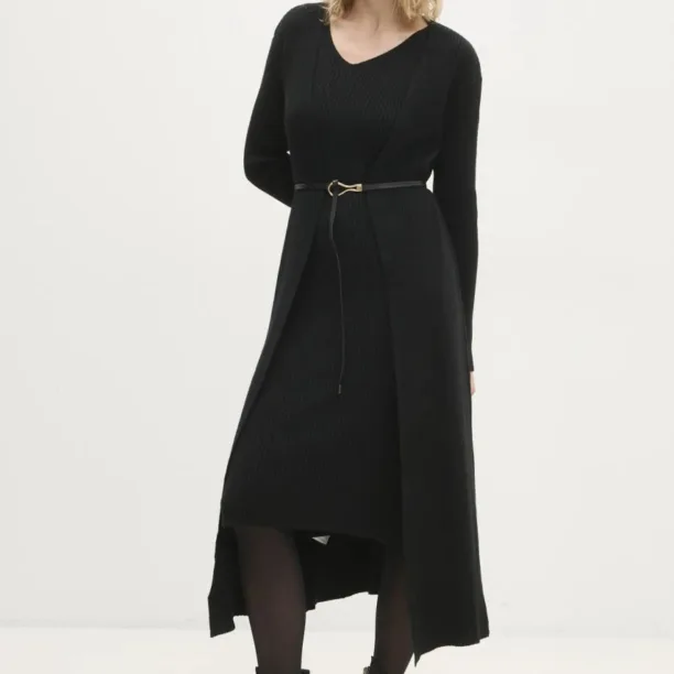 Answear Lab rochie și cardigan culoarea negru