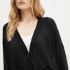 Armani Exchange cardigan cu amestec de mătase culoarea negru