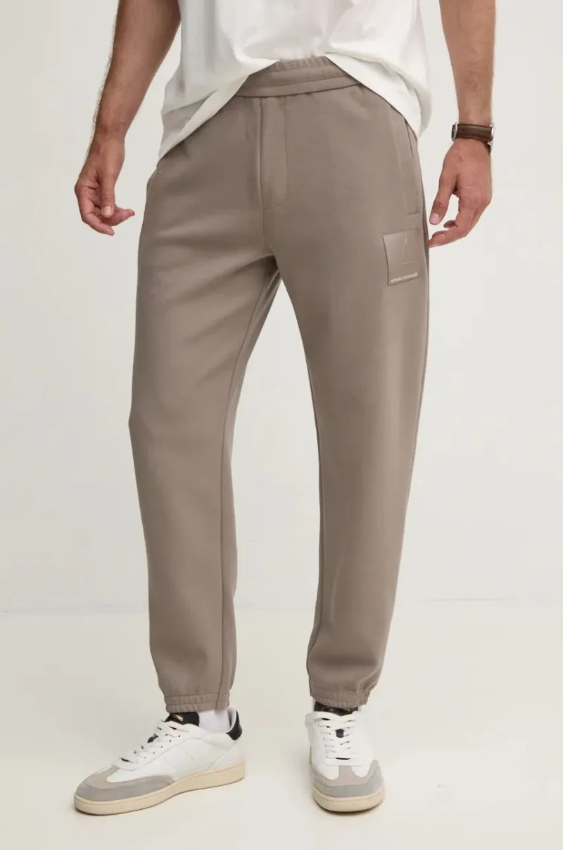 Armani Exchange pantaloni de trening culoarea bej