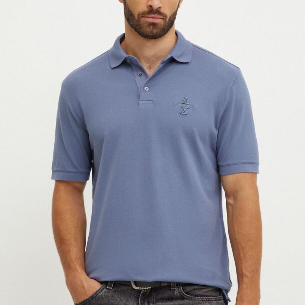 Armani Exchange polo de bumbac cu imprimeu