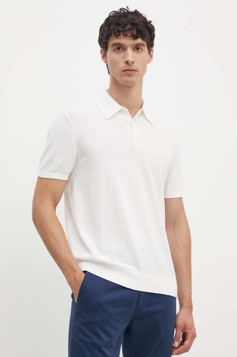 Armani Exchange polo de bumbac culoarea alb