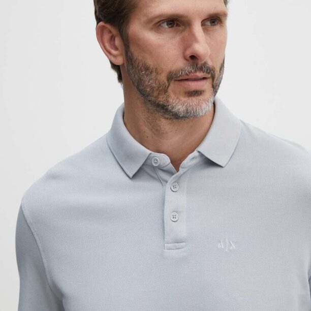 Armani Exchange polo de bumbac culoarea gri