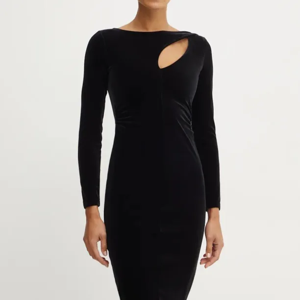 Armani Exchange rochie de catifea culoarea negru