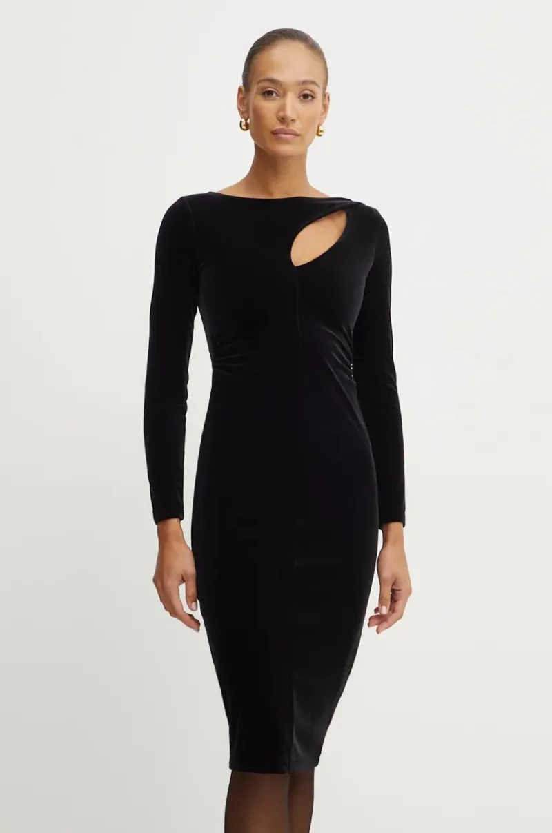 Armani Exchange rochie de catifea culoarea negru