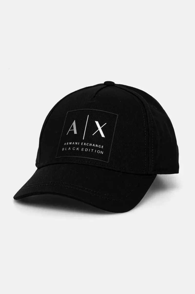 Armani Exchange șapcă de baseball din bumbac culoarea negru