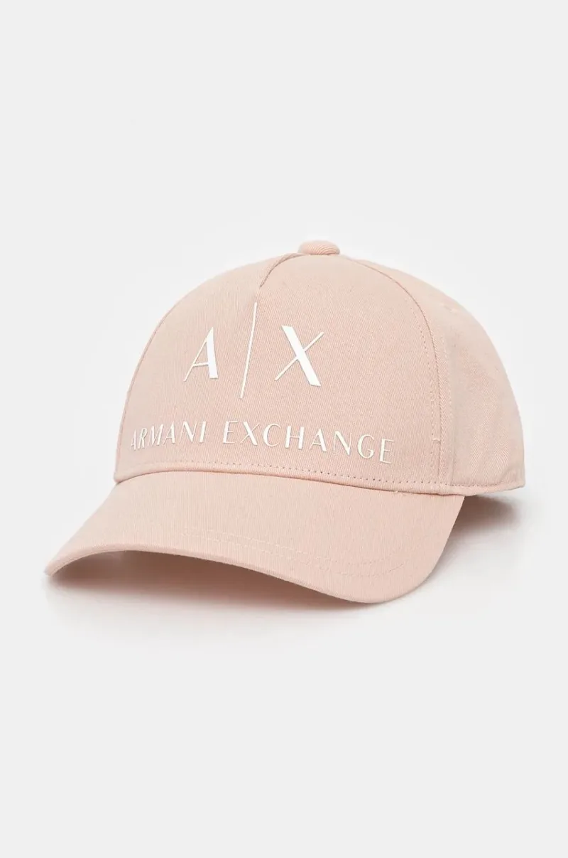 Armani Exchange șapcă de baseball din bumbac culoarea portocaliu