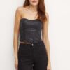 Armani Exchange top din denim culoarea negru