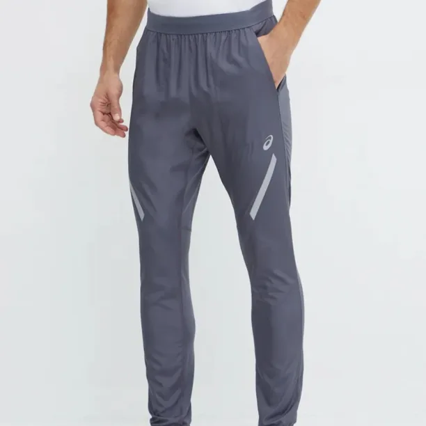 Asics pantaloni de alergare Lite Show culoarea gri