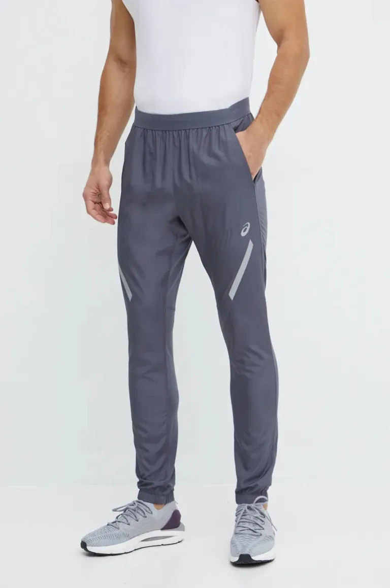 Asics pantaloni de alergare Lite Show culoarea gri