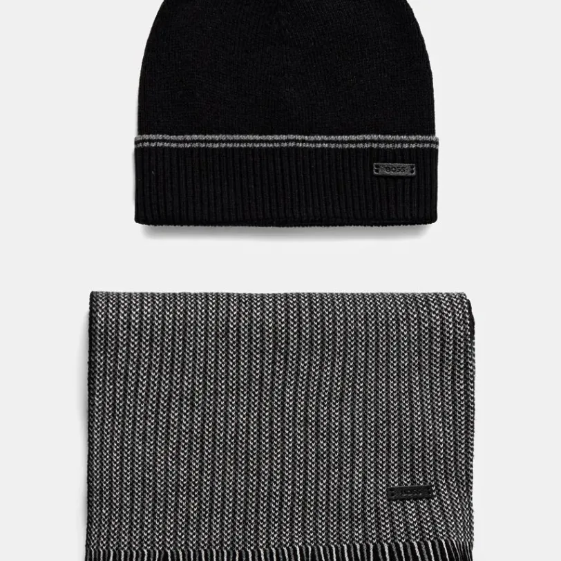 BOSS compleu din amestec de lana culoarea negru